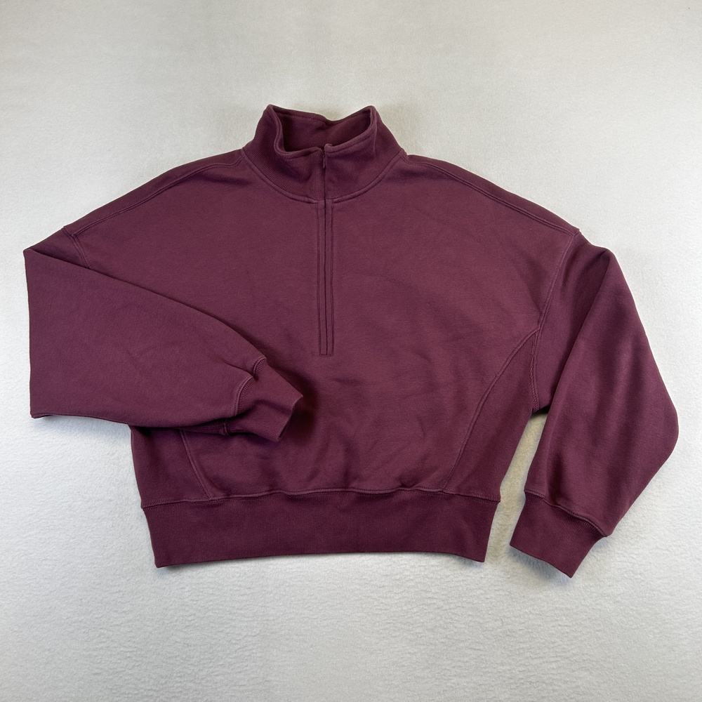 Abercrombie & Fitch Soft A&F Max Essentials Sweatshirt Womens M Purple 1/4 Zip